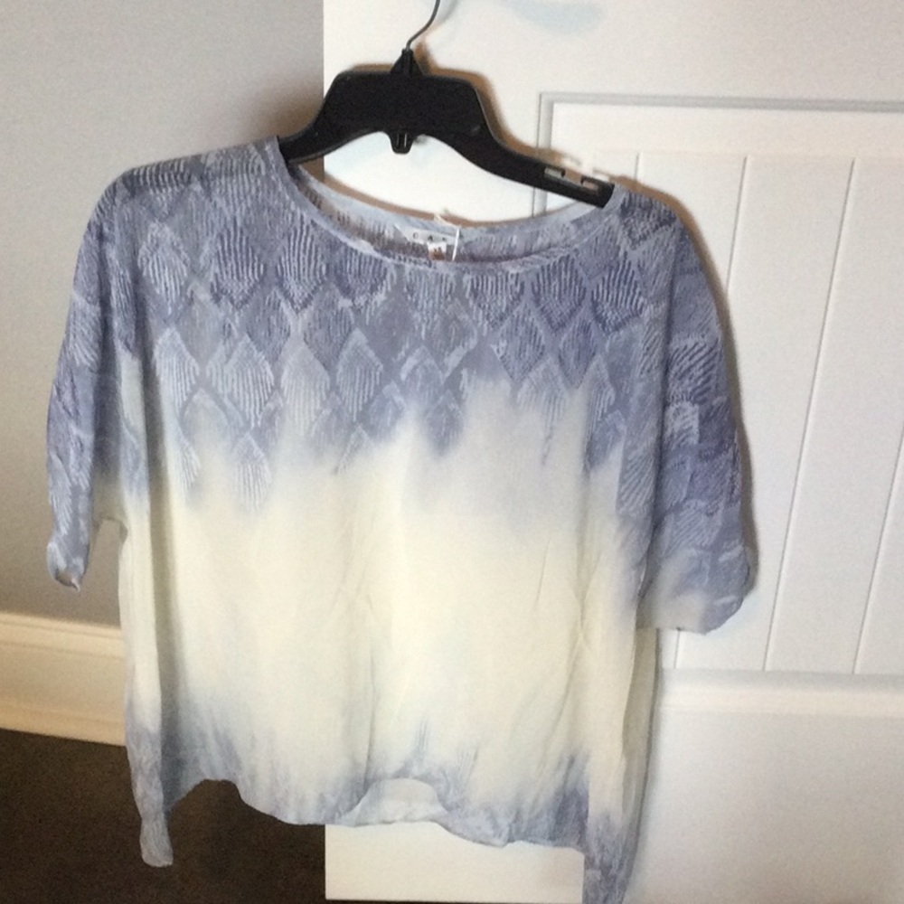 CAbi Blue and Gray Boxy Short Sleeve T-Shirt
